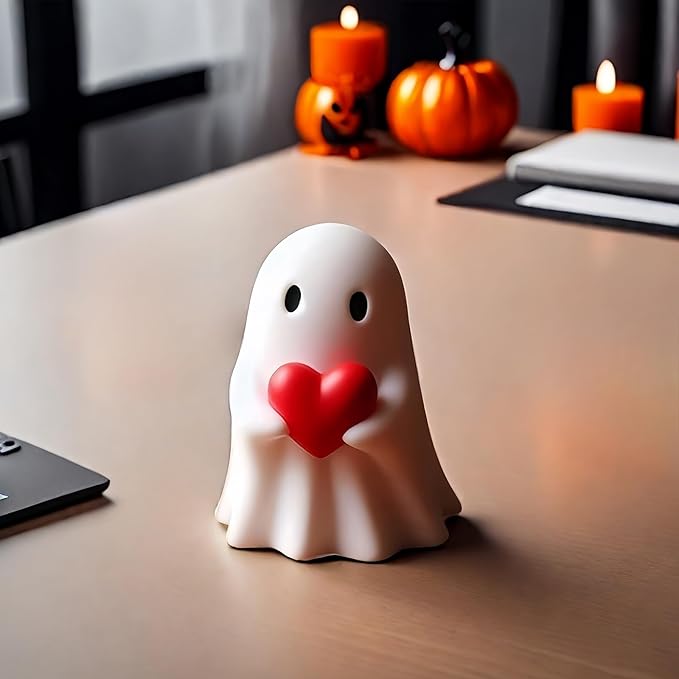 Halloween Ghost Figurine - Spooky Resin Ghost Statue, Cute Finger Ghost Ornaments, Perfect for Indoor & Porch Decor (D)