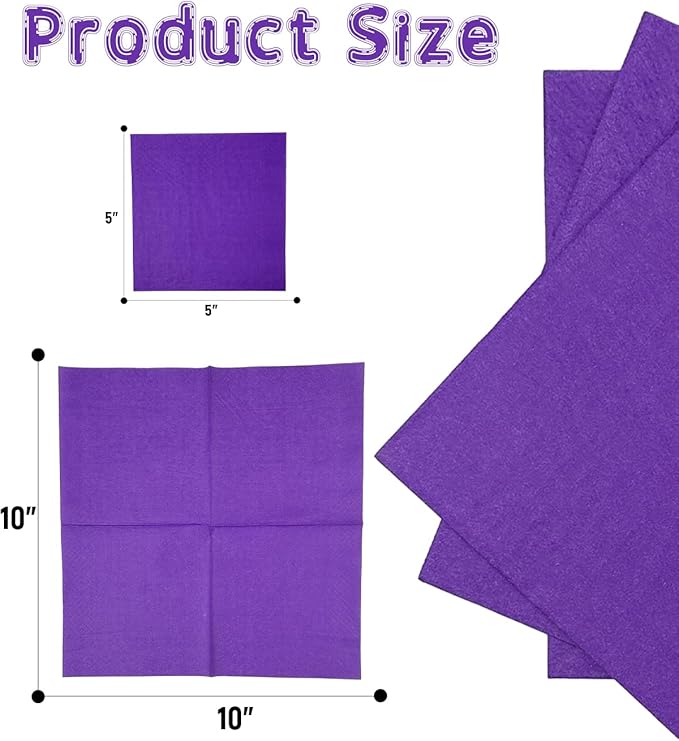 Purple Cocktail Napkins 5 * 5inch disposable Beverage Napkin paper for Cocktail, Wedding, Dinner，Birthday Party Dessert Wine Paper Napkins（ 120 Count）