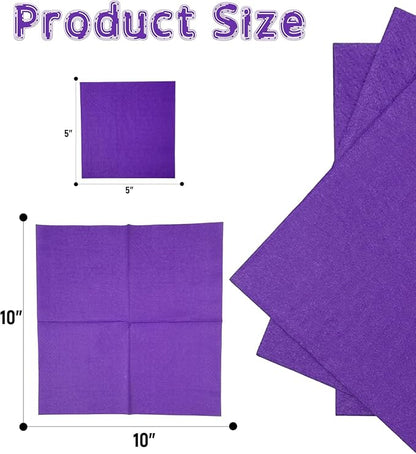 Purple Cocktail Napkins 5 * 5inch disposable Beverage Napkin paper for Cocktail, Wedding, Dinner，Birthday Party Dessert Wine Paper Napkins（ 120 Count）
