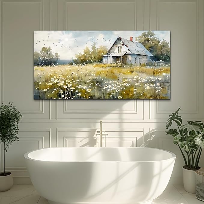 FUHAIHUA Canvas Wall Art For Living Room Large Wall Decor For Office Bedroom Wall Decorations Rural Landscape Paintings Farmhouse Watercolor Pictures Artwork Hotel Aesthetic Home Decor 20x40 In