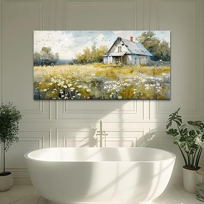 FUHAIHUA Canvas Wall Art For Living Room Large Wall Decor For Office Bedroom Wall Decorations Rural Landscape Paintings Farmhouse Watercolor Pictures Artwork Hotel Aesthetic Home Decor 20x40 In