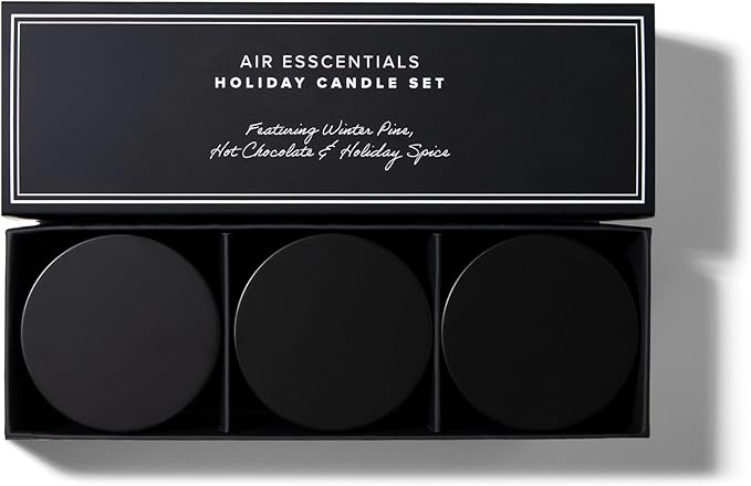 Air Esscentials Holiday Candle Set - Luxurious Winter Scented Candles | Winter Pine, Holiday Spice & Hot Chocolate | Hand-Poured in The USA | 15 Hour Burn Time per Candle | 5 oz (3 Pack)