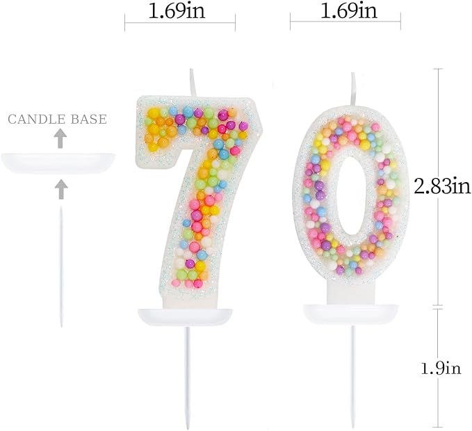 70th Birthday Candle for Cake, Colorful Macaron Numeral Candles for Women/Girl, Theme Birthday Party Cake Decorations, Cake Topper for Birthday Party Supplies (Number 70)