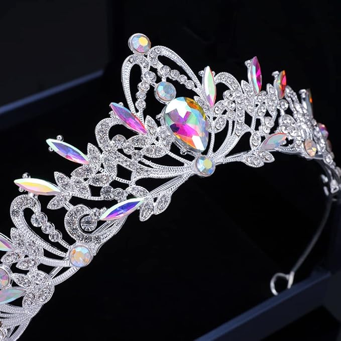 Kamirola Crystal Crowns and Tiaras Headband for Girl or Women Birthday Party Wedding Prom Bridal Christmas Valentine Silver AB2