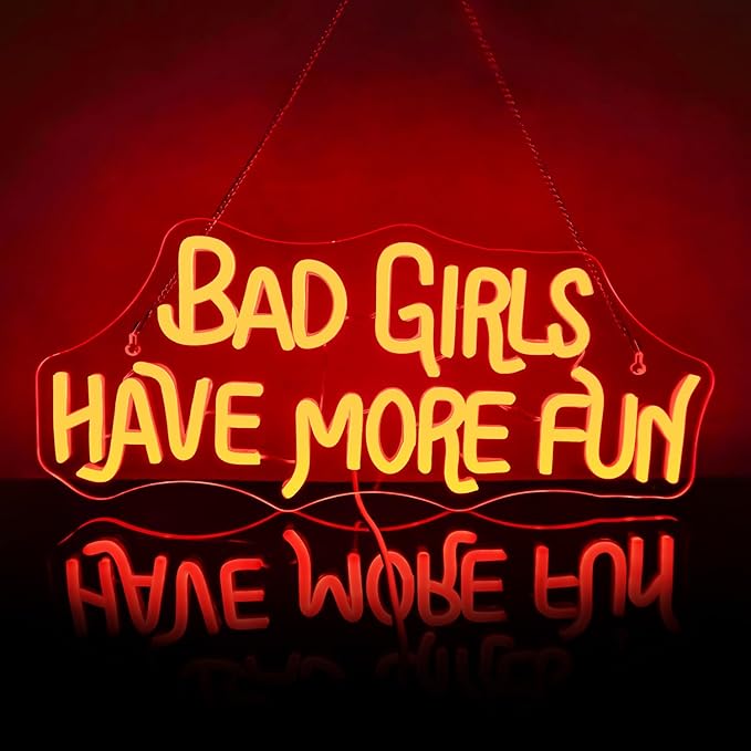 NOSUN Bad Girls Have More Fun Neon Sign Red Happy Halloween Neon Sign LED Wall Decor Hanging Light for Bedroom Living Room Bar Office USB Powered Spooky Scary Youth Holiday Party Gift