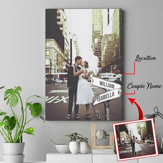 GABITA Personalized Wall Art for Couples, Anniversary Canvas for Couple, Gift for Valentines Day, Girlfriend Boyfriends Gifts, Custom Photo Poster for Wife and Husband