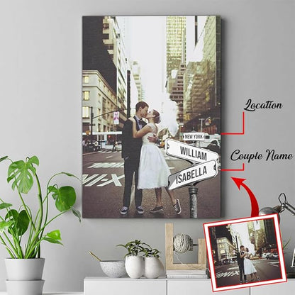 GABITA Personalized Wall Art for Couples, Anniversary Canvas for Couple, Gift for Valentines Day, Girlfriend Boyfriends Gifts, Custom Photo Poster for Wife and Husband