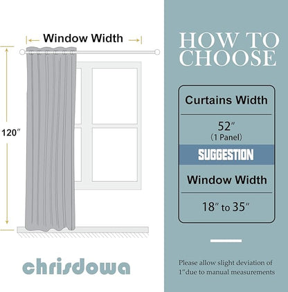 ChrisDowa Blackout Curtains 120 Inches Long for Living Room, Grommet Thermal Insulated Room Darkening Curtains for Bedroom (1 Panel Set, Black, 52W x 120L)