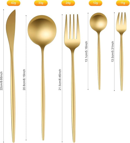 90 Piece Gold Flatware Set,Stainless Steel Silverware Cutlery Set Service for 18 with Dinner Knives Forks Spoons,Luxury Gold Utensils for Wedding Restaurant Home Dining