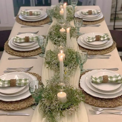 10 Pack Beige Cream Cheesecloth Table Runner 35x120 Inches, Farmhouse Rustic 10ft Gauze Cheese Cloth Table Runner for Wedding Banquets Bridal Shower Birthday Party Home Decor