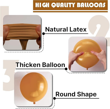 PartyWoo Tan Balloons 101 pcs 12 Inch Boho Neutral Light Brown Coffee Fall Latex Helium Balloons for Graduation Birthday Safari Boy Baby Shower Jungle Cowgirl Woodland Party Decorations Brown-F10