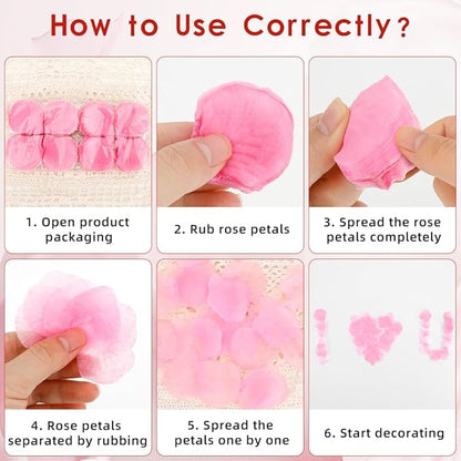 Rose Petals 2000pcs Artificial Silk Pink Rose Petals Flower Petals Fake Faux Roses Petal for Romantic Night Roses Petal Decorations for Wedding Proposal Anniversary Valentine's Day Flower Decorations