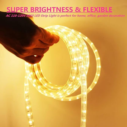5050 RGB LED Strip Lights AC 110V Home Decoration Multi-Colors/Dimmable/Multi-Modes/Waterproof/Flexible LED Rope Light with Remote (131.2ft/40m)