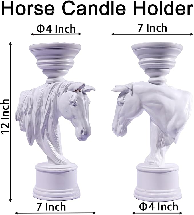 12'' Horse Candle Holder – Rustic Equestrian Stallion Figurine Stand, Farmhouse Western Decor for Table, Mantel, Entryway – Unique Gift for Horse Lovers