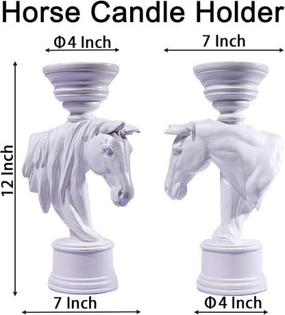 12'' Horse Candle Holder – Rustic Equestrian Stallion Figurine Stand, Farmhouse Western Decor for Table, Mantel, Entryway – Unique Gift for Horse Lovers