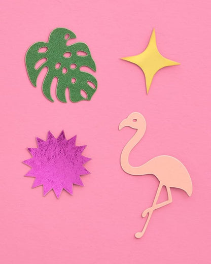 xo, Fetti Flamingo + Palm Tree Sparkle Confetti - 200 pcs | Tropical Tablescape, Miami Bachelorette Table Decor, Birthday Decorations, Cute Party Supplies