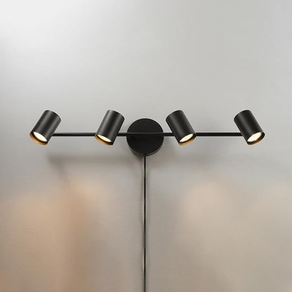 GLOBE Electric 64000119 4-Light Plug-in Track Lighting, Matte Black Finish, Adjustable Heads, Wall or Ceiling Mount, Modern Industrial Design