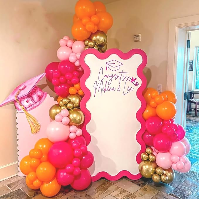 Pink Orang Balloons 12 inch 50 pcs Pink Orang Latex Party Balloons Hot Pink Orange Confetti Balloons for Birthday Baby Shower Wedding Tropical Party Decoration
