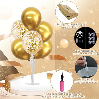 TONIFUL 4 Set Gold Balloon Centerpieces for Table, Balloon Stand Kit for Party Decorations, 40th 50th 60th 70 th Birthday Decorations Retirement Anniversary Graduation Decoration 2026 New Years Eve