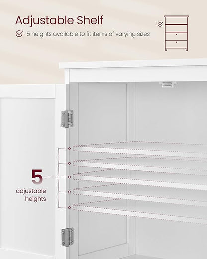 VASAGLE Bathroom Floor Storage Cabinet, Bathroom Storage Unit, Freestanding Cabinet with 2 Drawers and 2 Doors, Adjustable Shelf, 11.8 x 23.6 x 43.3 Inches, White UBBC551WH01S