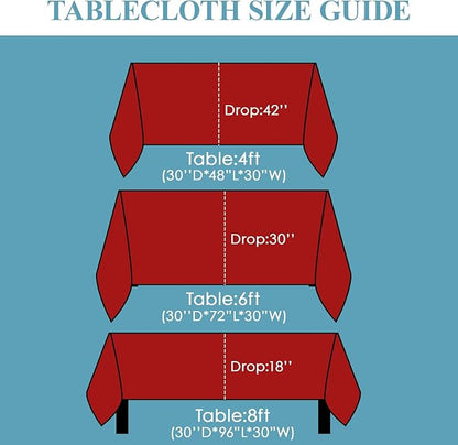 VidaFete Tablecloth 10 Pack 90 * 132inch Rectangle Table Cloth Polyester, Stain Wrinkle Resistant Polyester Dining Table Cover for Kitchen Dinning Party Wedding Rectangular Buffet Decoration(Red)
