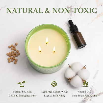 Sage & Eucalyptus Candle, Large 3 Wick 12oz Soy Candle for Home Scented, Luxury Elegant Jar Candle Gift for Women & Men, Long-Lasting Non-Toxic Burn 60+ Hours, Home Decor