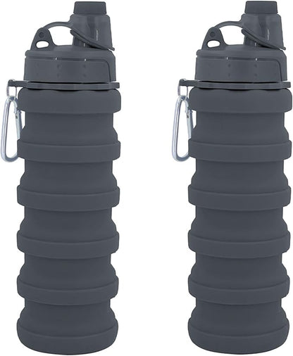 Collapsible Water Bottles Travel water bottle Sports Portable Sport Water Bottle Reusable Water Bottles comes with mountaineering Buckle 500ml silicone Water-proof camping water bottle