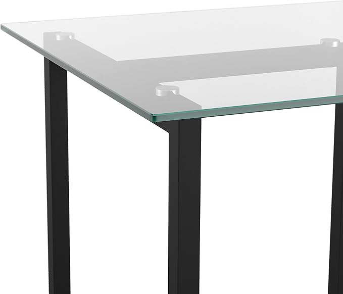 Martha Stewart Eli Home Office Desk with Glass Top and Steel Frame, Oil Rubbed Bronze