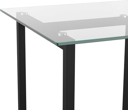 Martha Stewart Eli Home Office Desk with Glass Top and Steel Frame, Oil Rubbed Bronze