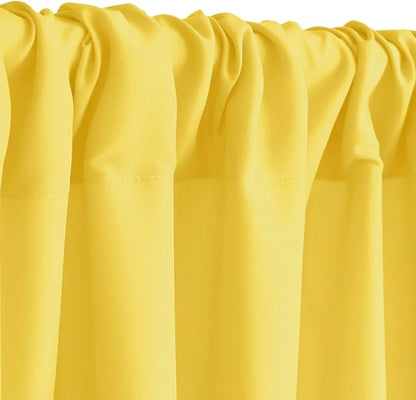 Hiasan Yellow Backdrop Curtains for Parties, Polyester Photography Backdrop Drapes for Family Gatherings, Wedding Decorations, 5ftx10ft, Set of 2 Panels