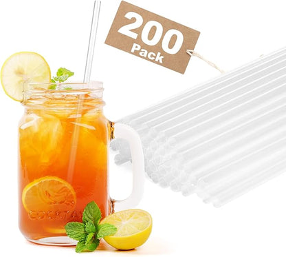 200 PCS Plastic Drinking Straws Disposable – Unwrapped Clear Straws, 7.75" x 0.24", BPA-Free Plastic Straws for Daily Use, Office, Events
