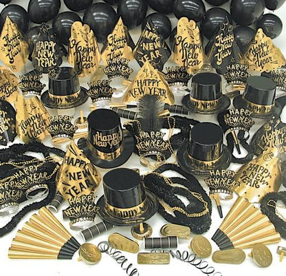 Crown Display New Years Party Favors 2026 200 Person Gold Sensation Top Hats Tiaras Horns Noise Makers New Year Eve Hats Happy New Year Hats Decorations 2026 New Years Eve Party Favors