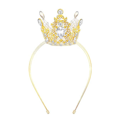 VELSCRUN Gold Crystal Tiara Headband, Crowns for Women, Princess Girls Tiaras, Royal Queen Crown Princess Quinceanera Headpieces for Birthday Prom Bride Wedding Pageant Party Hair Band