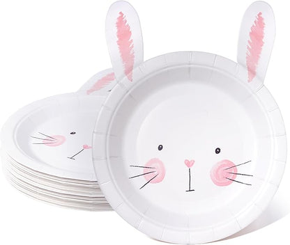 Cheerland Bunny Birthday Decoration Paper Plate for Easter Rabbit Party Decorations Pink Gender Reveal Party Decorations Baby Shower Some Bunny is One Spring Funny Garden Tea Party Supplies Pack of 24