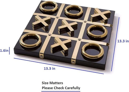 Modern Tic Tac Toe for Home Decoration, Gold and Black Hand Crafted with Black Wood and Gold Color Stainless Steel, Decorative Tic Tac Toe, Table Top Decoration, X/O Board