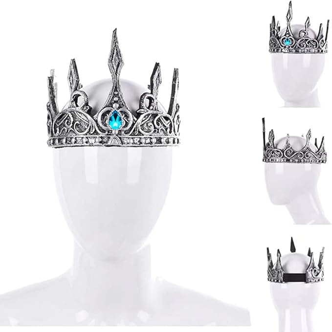 DothRayan Royal King Crown for Cosplay Prop Holiday Party, Halloween Costume Prom Party, Adjustable Royal Crown Prince Tiara
