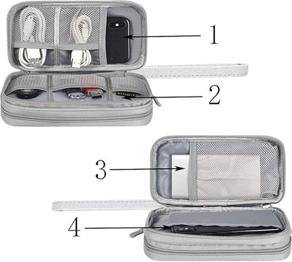 Electronics Accessories Bag, Universal Electronics Accessories Organizer Case, Waterproof Portable Cable Organizer Bag, Travel Gear Carry Bag for Cord, Charger, Flash Drive, Phone, SD Card, Gray