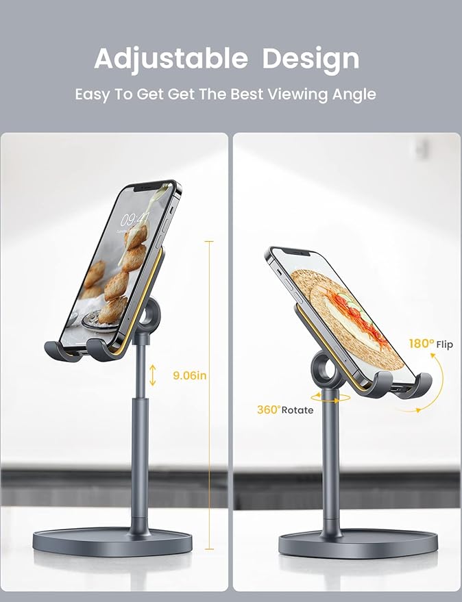 LISEN Cell Phone Stand Adjustable Phone Holer for Switch Stand Fits All Mobile Phones Switch Kindle iPads Tablet 4-10in Gray