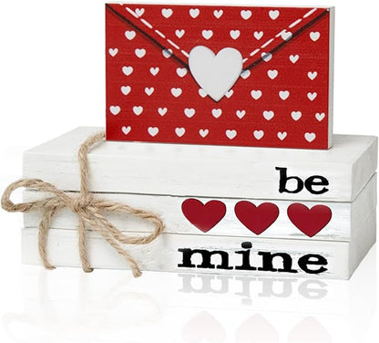 Smile Valentine's Day Wooden Book Decor Be Mine Envelope & Heart - Themed Signs, Valentine Indoor Decoration
