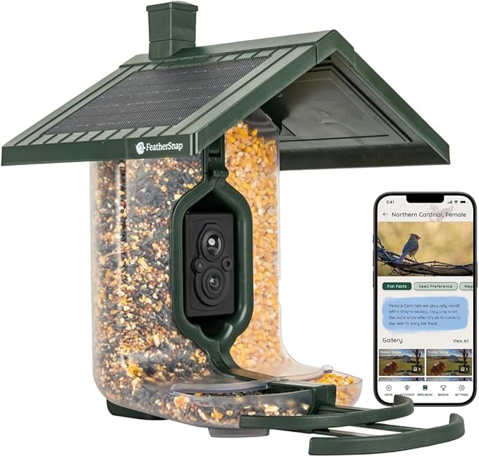 Smart Bird Feeder: AI Bird ID, Solar Power, Wi-Fi Connectivity, Sends HD Pictures and Videos to Your Phone, Two Seed Bins, Multiple Mounting Options - Best Smart Bird Feeder