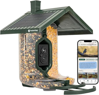 Smart Bird Feeder: AI Bird ID, Solar Power, Wi-Fi Connectivity, Sends HD Pictures and Videos to Your Phone, Two Seed Bins, Multiple Mounting Options - Best Smart Bird Feeder