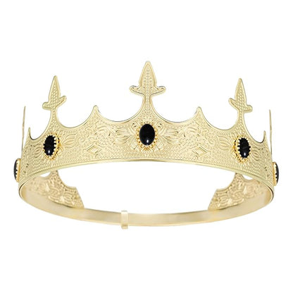 King Crowns Metal Hair Band for Men Gold Crowns and Tiara for Theme Birthday Party Costume Accessories