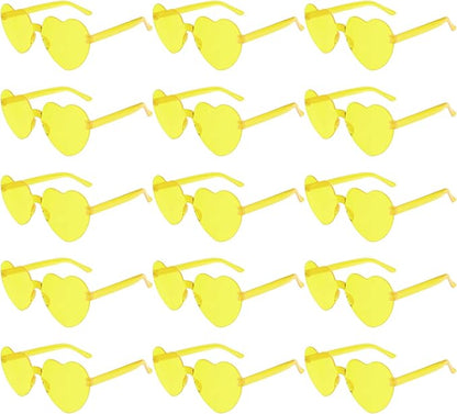PLULON Heart Sunglasses for Women 5/12/25 Pcs, Heart Glasses Valentine Day Rimless Shaped Candy Color Fun Glasses Party Favor