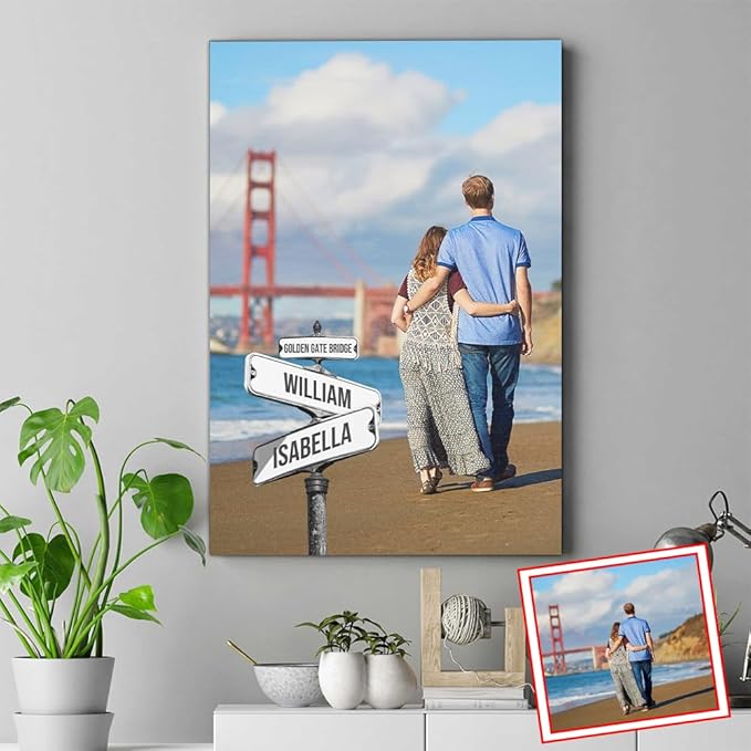 GABITA Personalized Wall Art for Couples, Anniversary Canvas for Couple, Gift for Valentines Day, Girlfriend Boyfriends Gifts, Custom Photo Poster for Wife and Husband