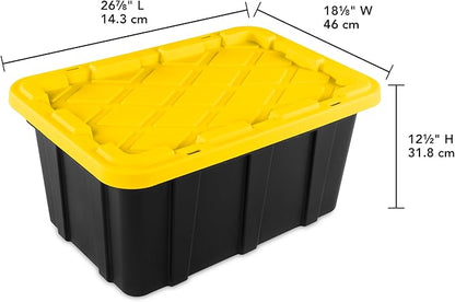 Sterilite 12-Pack Industrial Tote, Plastic Storage Container Bins with Lids, 17 Gallon - Heavy-Duty Organizing Containers for Closet, Bathroom, and Office