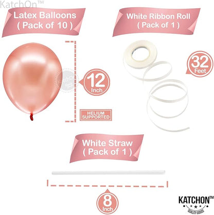 KatchOn, Bride Balloons Rose Gold Set - 16 Inch, Pack of 15 | Bachelorette Party Decorations | Rose Gold Bride Balloon | Bridal Shower Decorations, Bachelorette Balloons