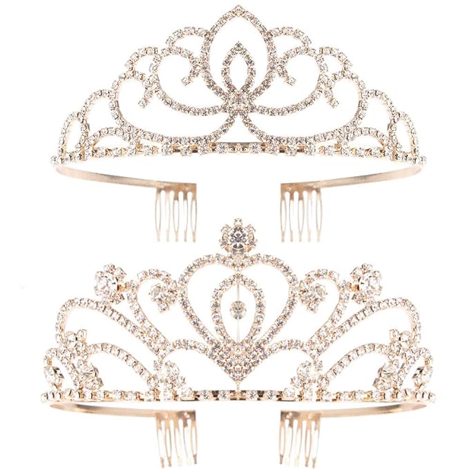 Pack of 2 Rhinestone Tiara Crown Exquisite Headband Comb Pin Wedding Christmas Bridal Party Birthday Tiaras