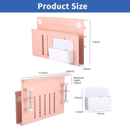 LUKETURE Desk Side Storage, Steel Side Desk Organizer, No Drill Workspace Organizers, Clamp on Computer Desk Accessories, with Magnetic Pen Holder, Fits Flat Edge Tables 0.3" to 2.8"