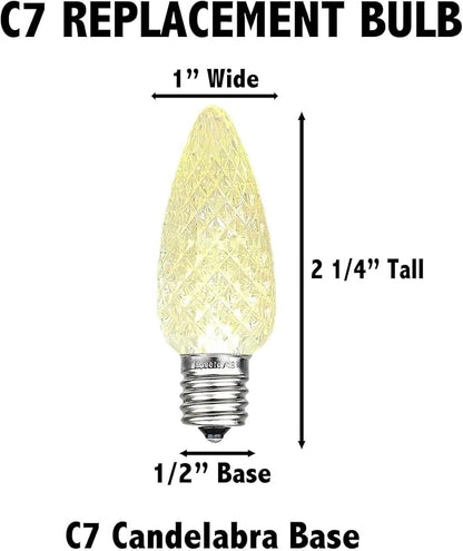 Novelty Lights 20CT Case (500 Bulbs) C7 LED Faceted Ultra Bright Dimmable Outdoor Christmas Light Replacement Bulbs, Red