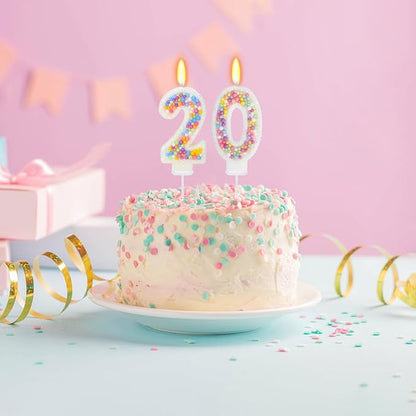 20th Birthday Candle for Cake, Colorful Macaron Numeral Candles for Boys/Girls, Theme Birthday Party Cake Decorations, Cake Topper for Birthday Party Supplies (Number 20)